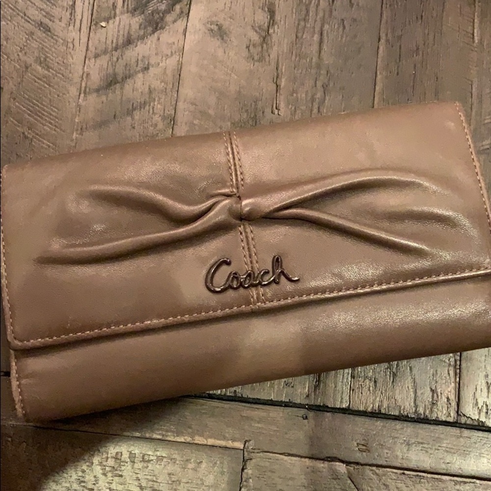 Dark Taupe Coach Leather Wallet